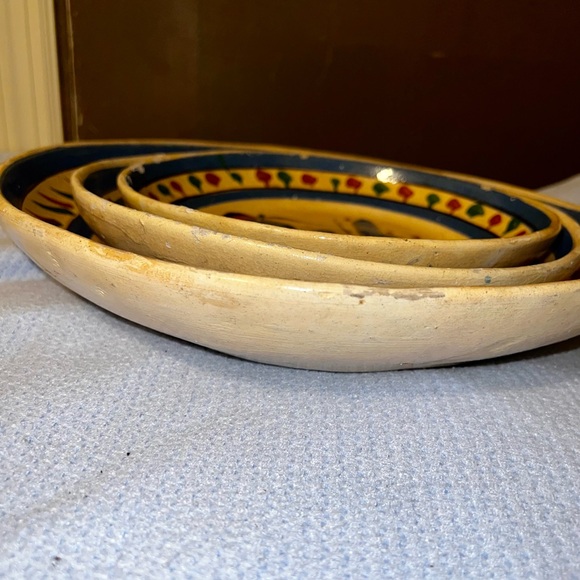(3) Tlaquepaque Mexican Pottery Nesting Bowls Handmade Folk Art Dishes Stackable - Picture 12 of 15